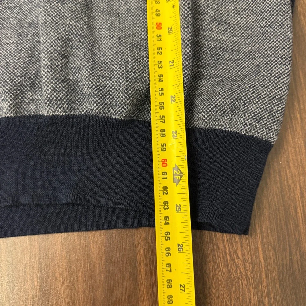 Brooks Brothers Extra Fine Merino Wool Quarter Zip Sweater Vest Navy Gray Mens L